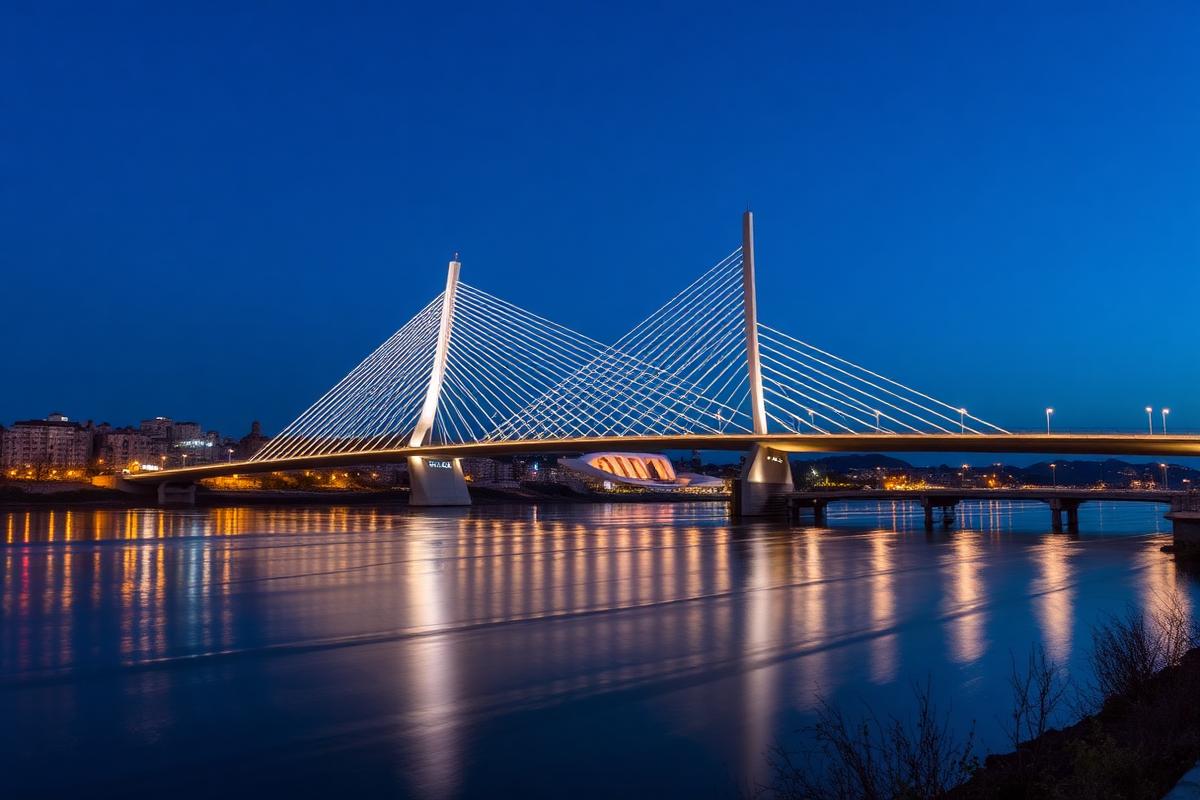 Millennium Bridge Podgorica at blue hour